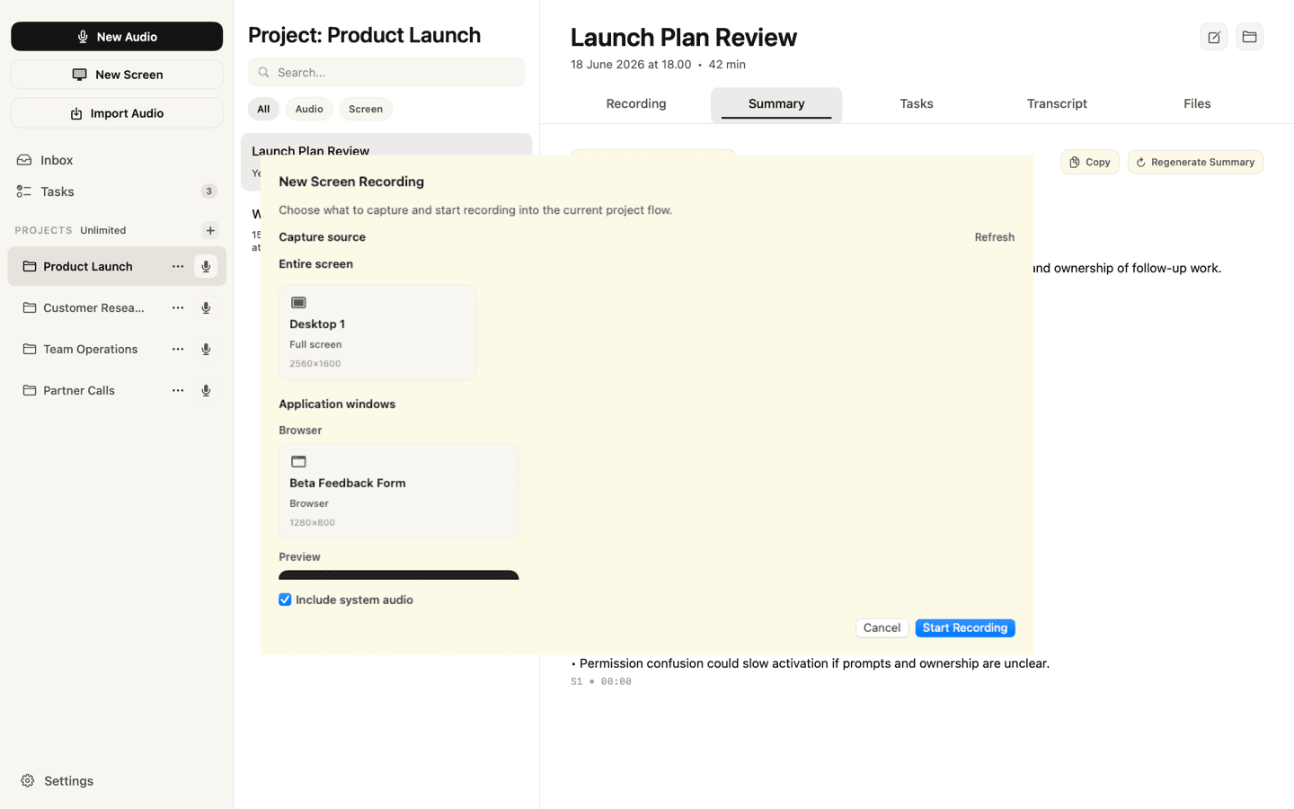Screenshot of justREC: Audio & Screen Picker