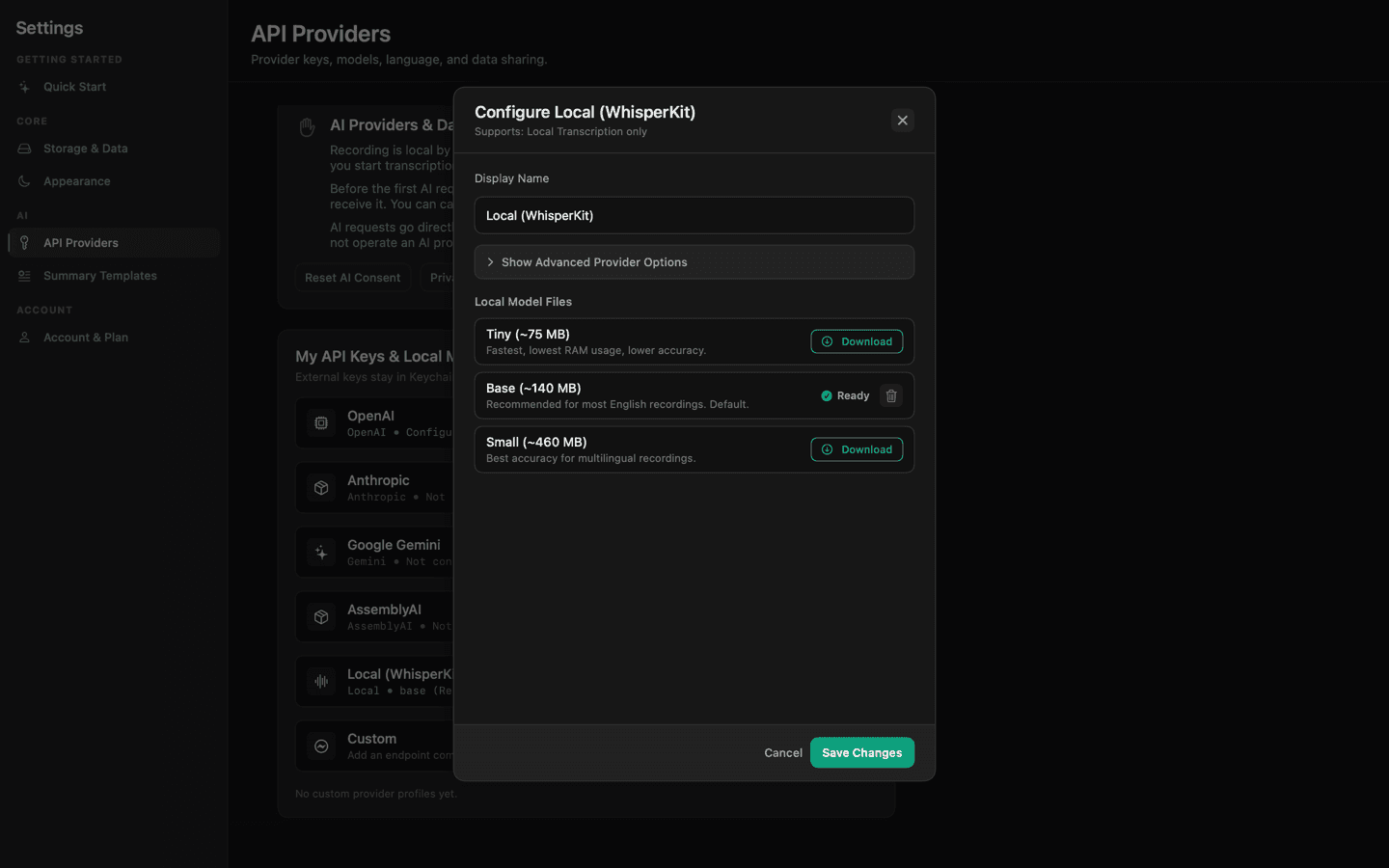 Screenshot of justREC: Local Offline AI